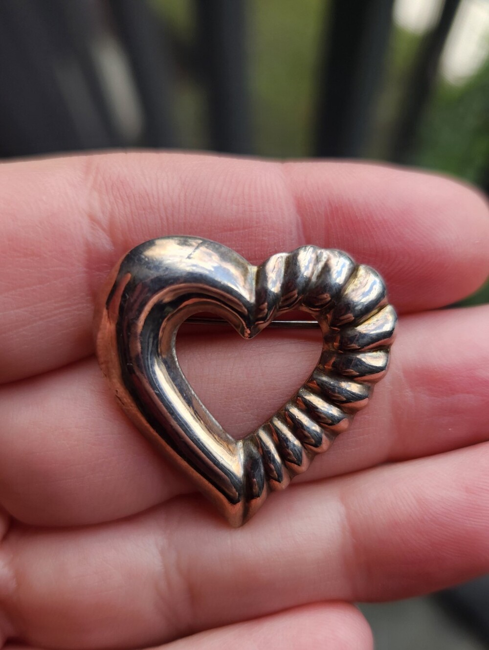 Handmade Sterling Silver 925 Vintage Scalloped Heart Pin Brooch
